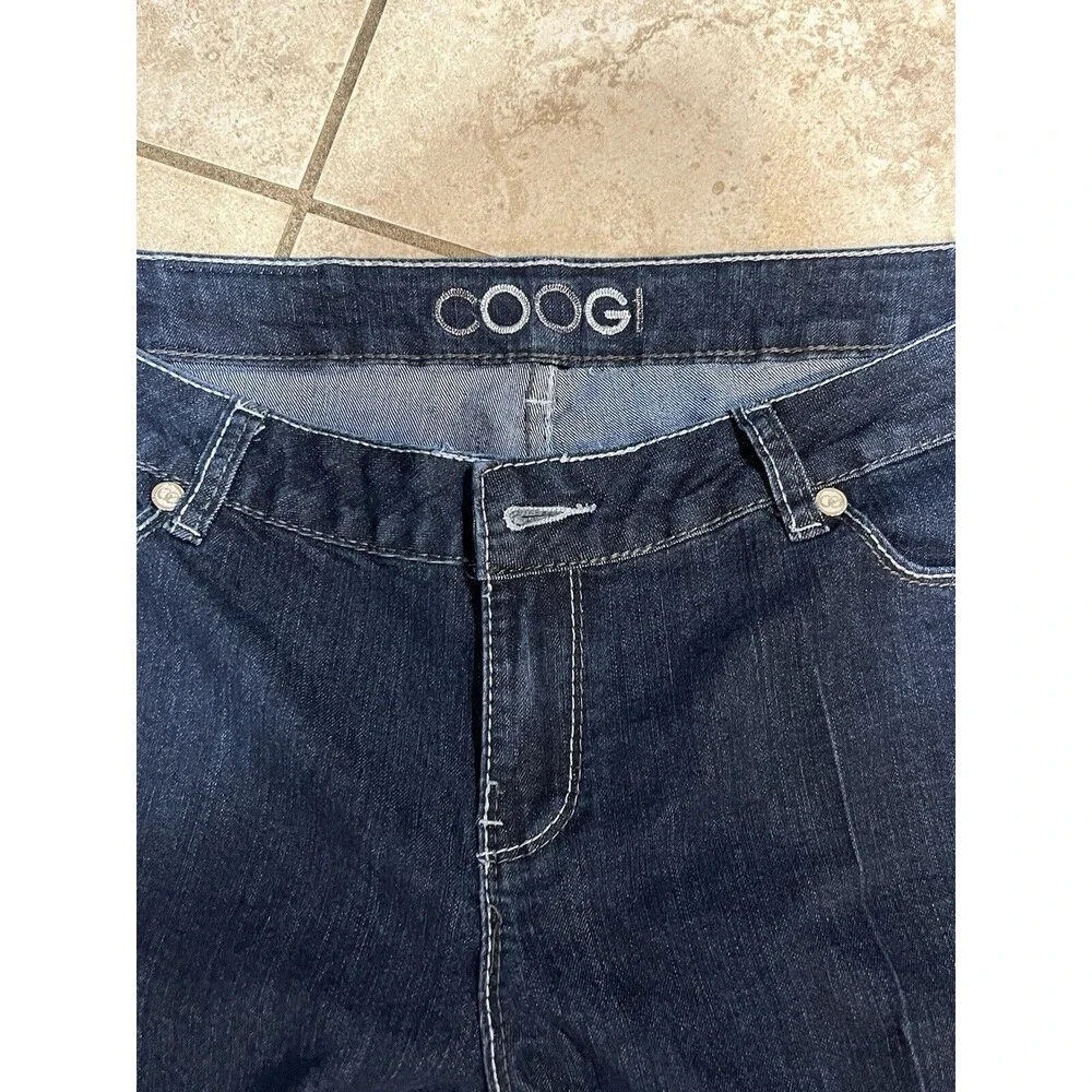COOGI Women's Jeans 34x32 Silver Embroidered Logo‎ Y2K Dark Wash